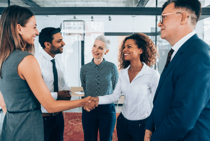 General business meeting - shaking hands