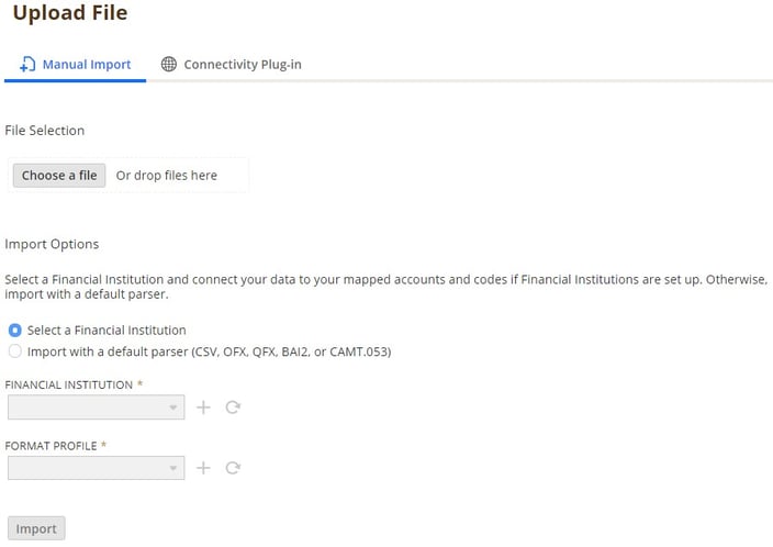 NetSuite Bank Upload form