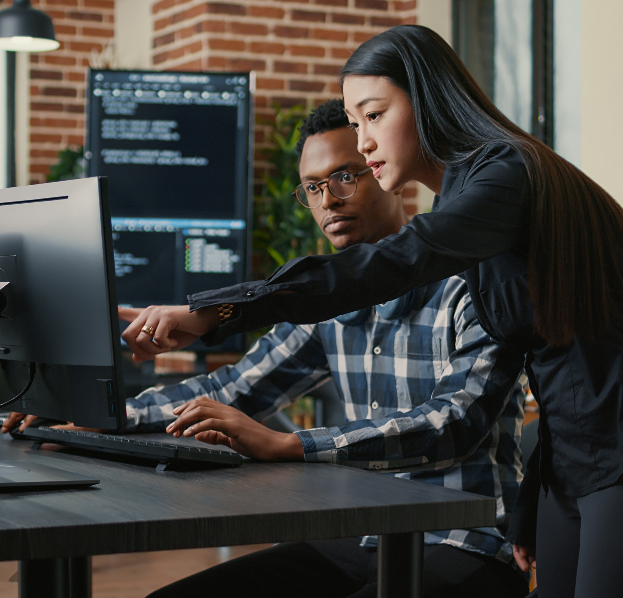 People working on a system